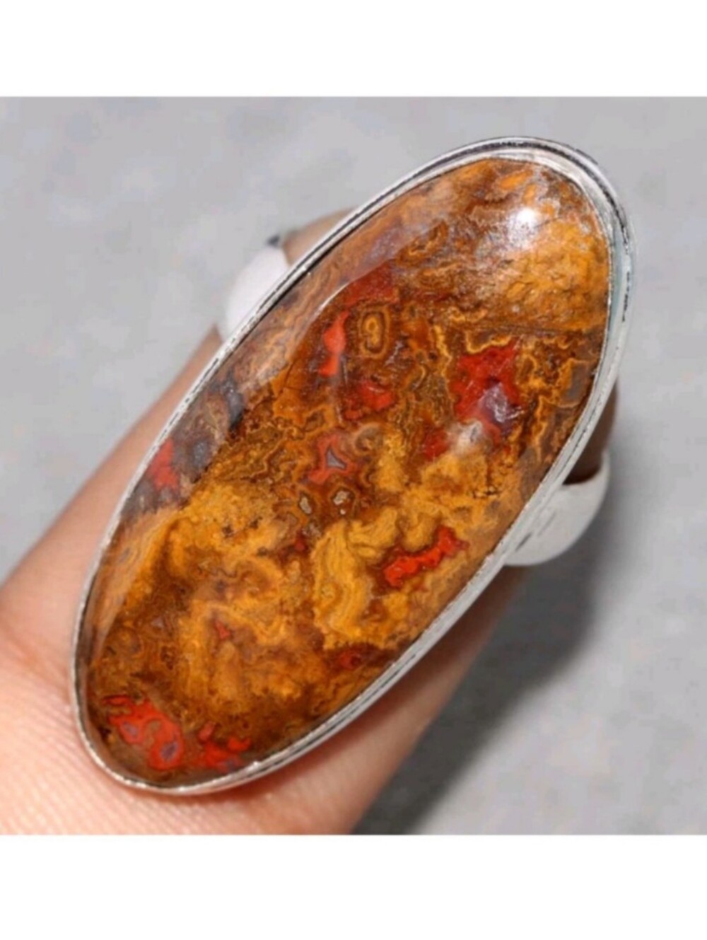 Moroccan Seam Agate Gemstone Jewelry 925 Sterling Silver Handmade Ring